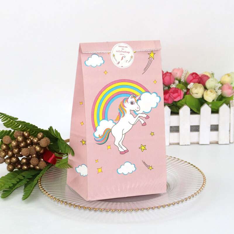 

12pcs Unicorn Print Packing Bag & 12pcs Sticker, Multicolor
