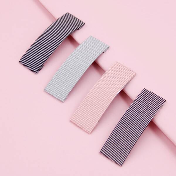 

4pcs Plaid Pattern Hair Clip, Multicolor