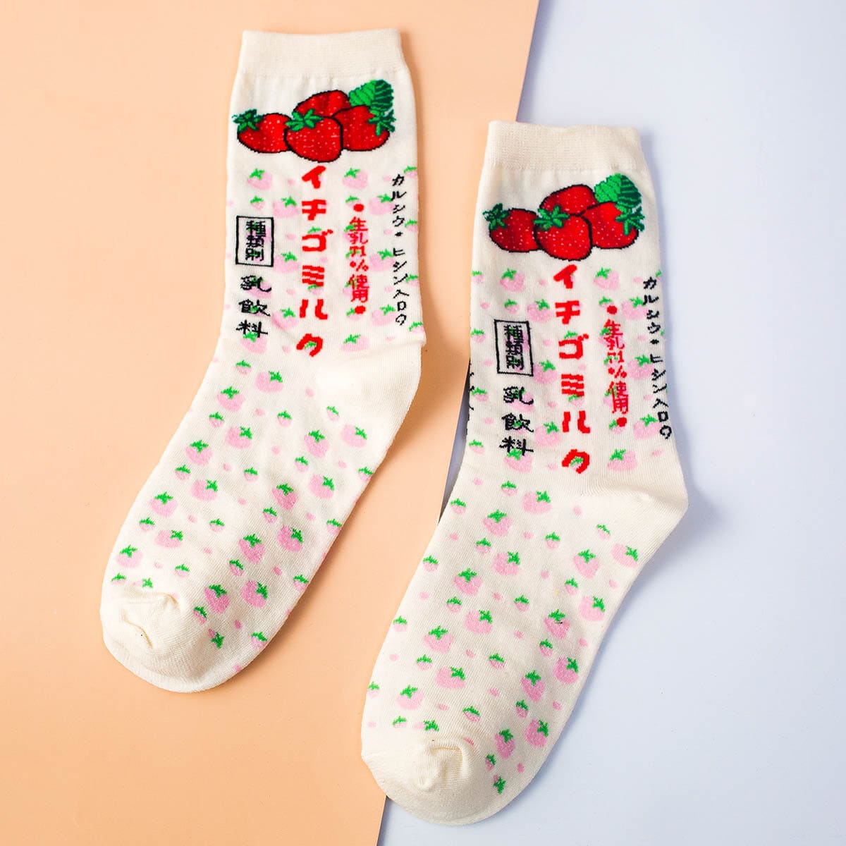 

Strawberry Pattern Socks, Multicolor