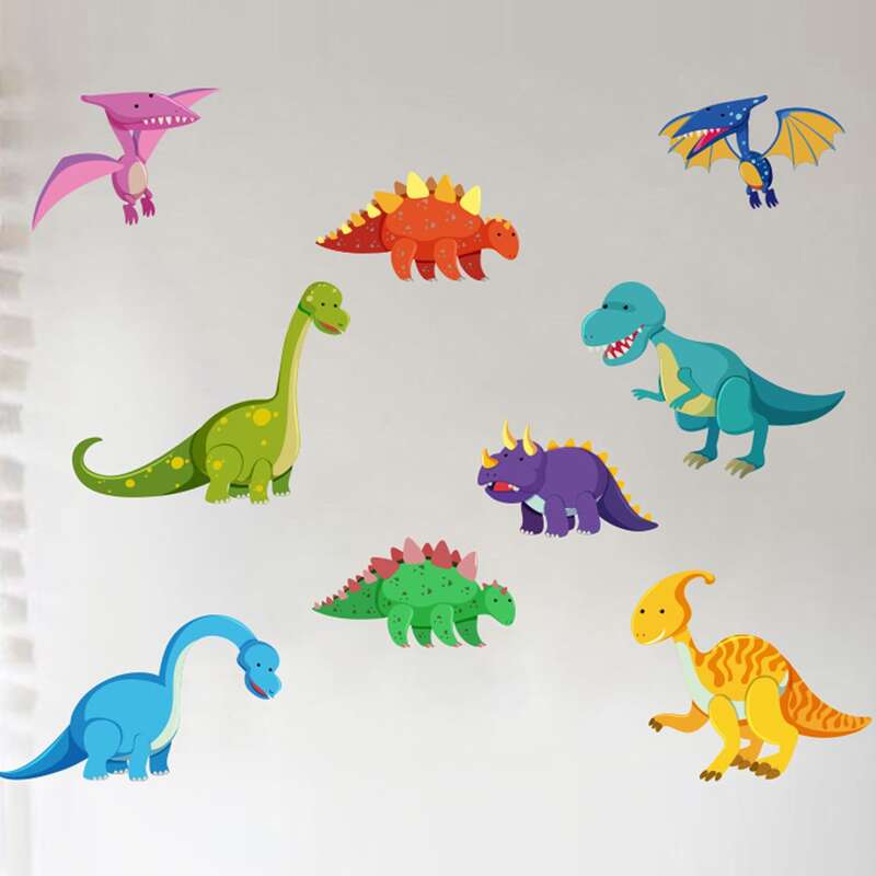 

Cartoon Dinosaur Print Wall Sticker, Multicolor