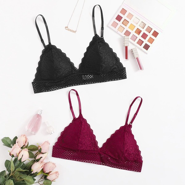 

2pack Plus Floral Lace Bra Set, Multicolor