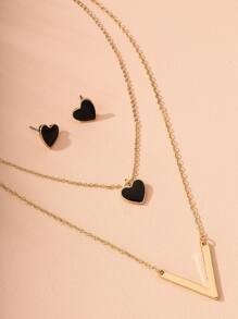 3 piezas set de joya con corazón - Multicolor - Ver 2