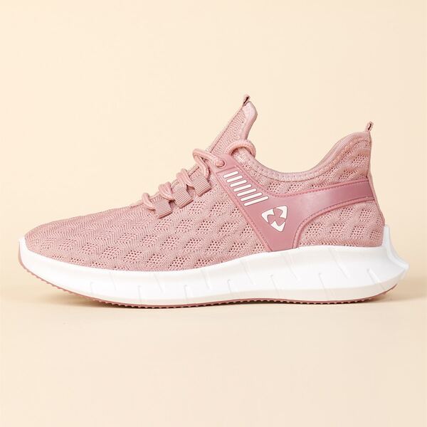 

Lace Up Decor Knit Sneakers, Pink