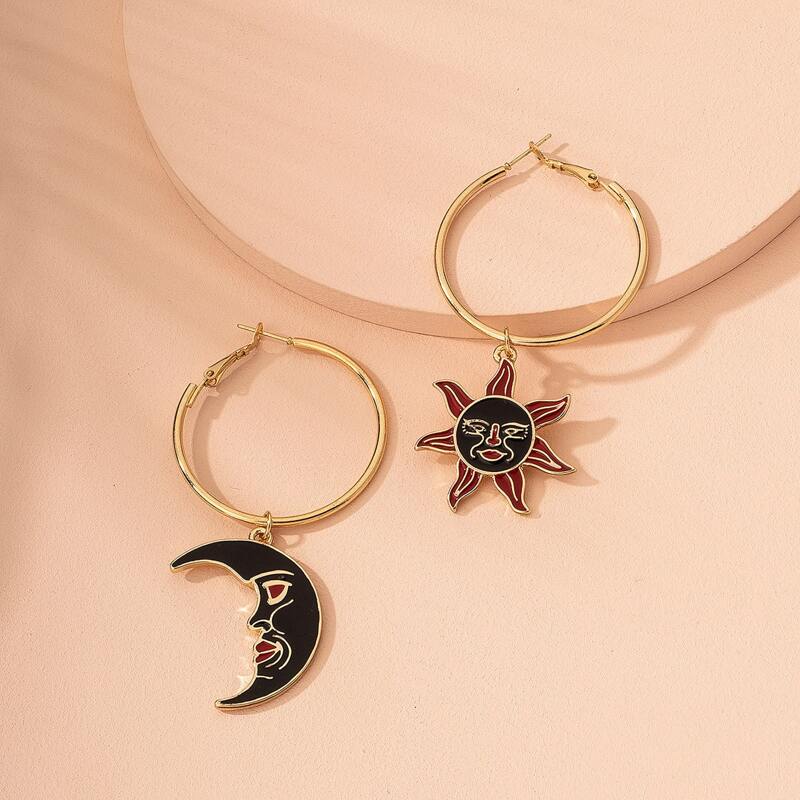 

Moon & Star Drop Earrings, Multicolor