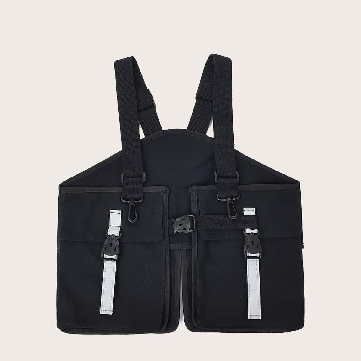 

Guys Release Buckle Decor Chest Bag, Black