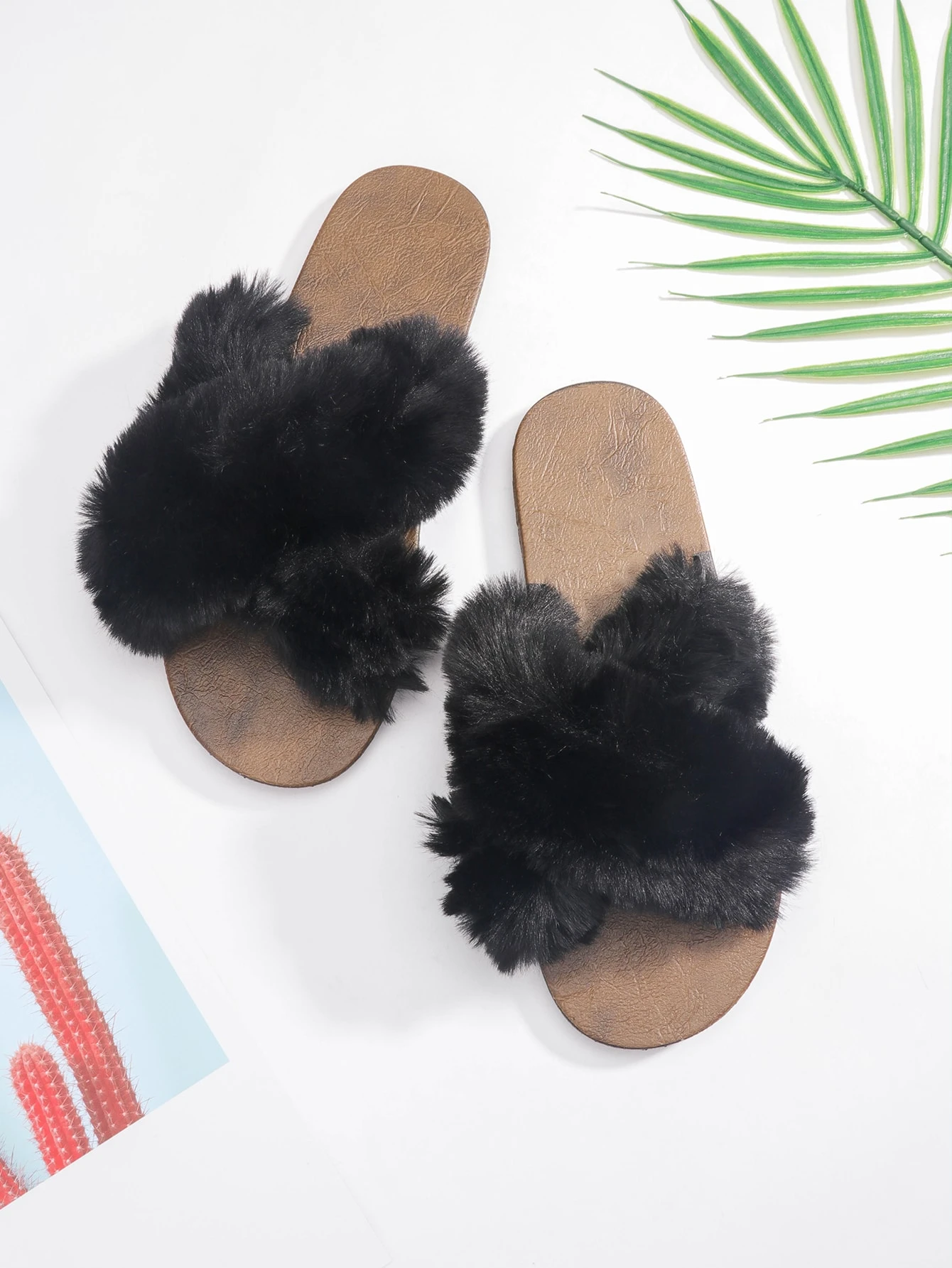 fluffy criss cross slides