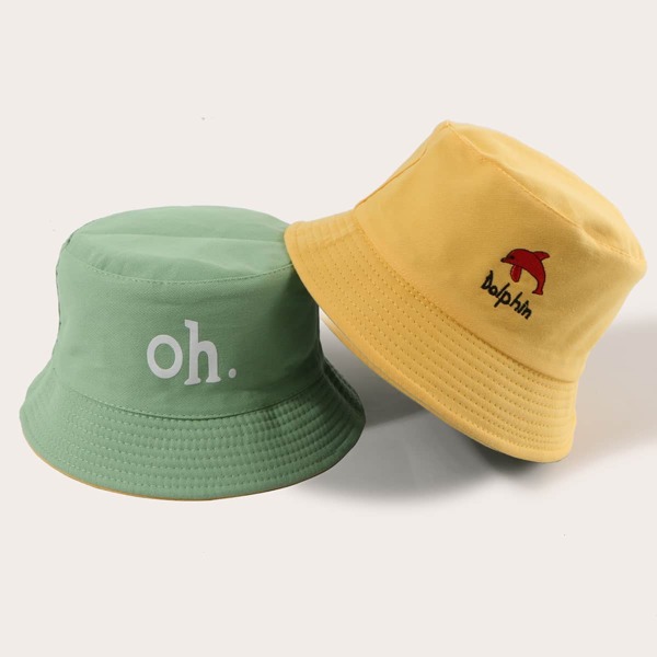 

Toddler Girls Letter Embroidery Bucket Hat, Multicolor