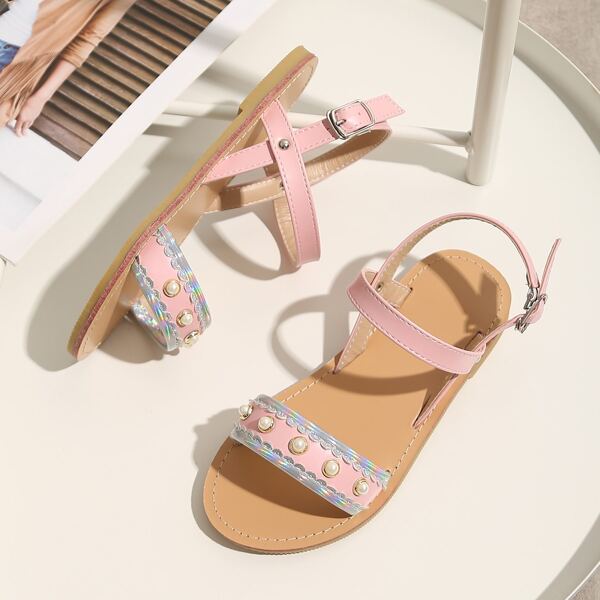 

Toddler Girls Faux Pearl Decor Sandals, Pink