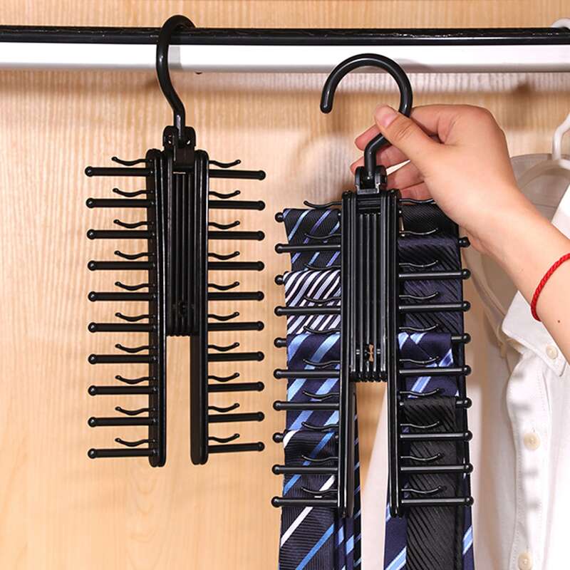 

1pc Multifunction Tie Storage Rack, Black