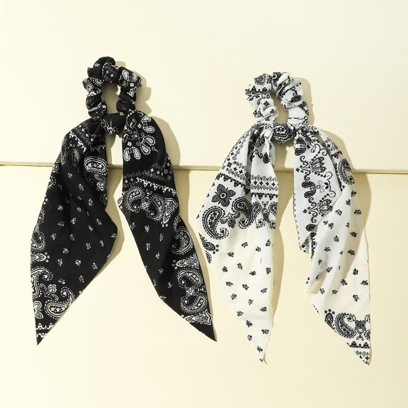

2pcs Paisley Pattern Scrunchie Scarf, Multicolor