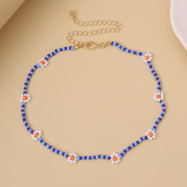 

Beaded Flower Necklace, Multicolor