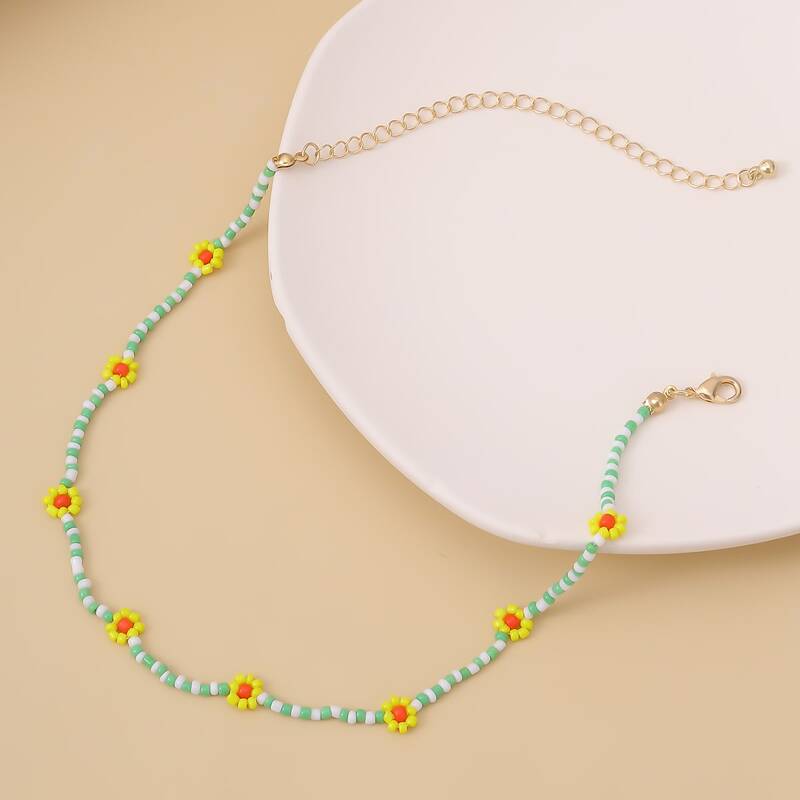 

Beaded Flower Necklace, Multicolor
