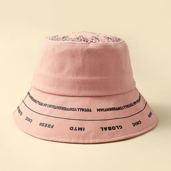 

Slogan Graphic Bucket Hat, Pink
