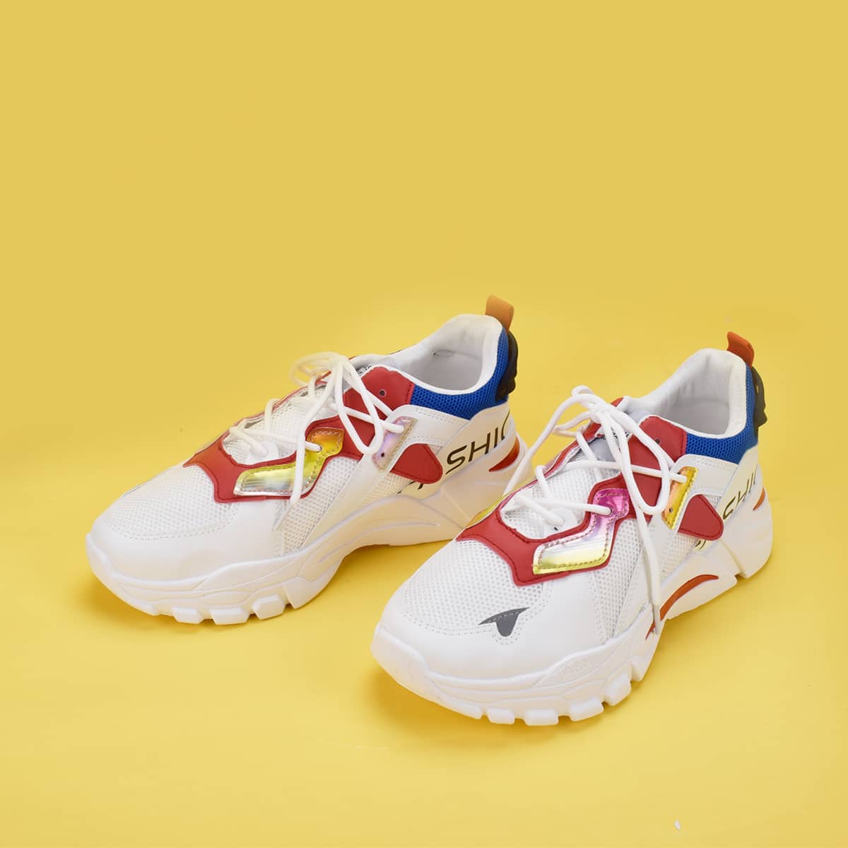 

Guys Lace-up Front Letter Graphic Sneakers, White
