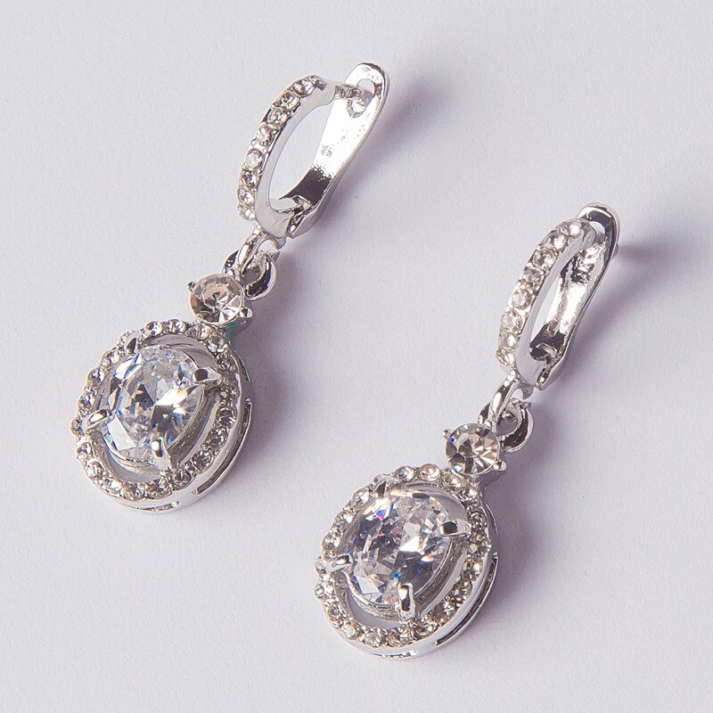 

Rhinestone Decor Drop Earrings, Silver