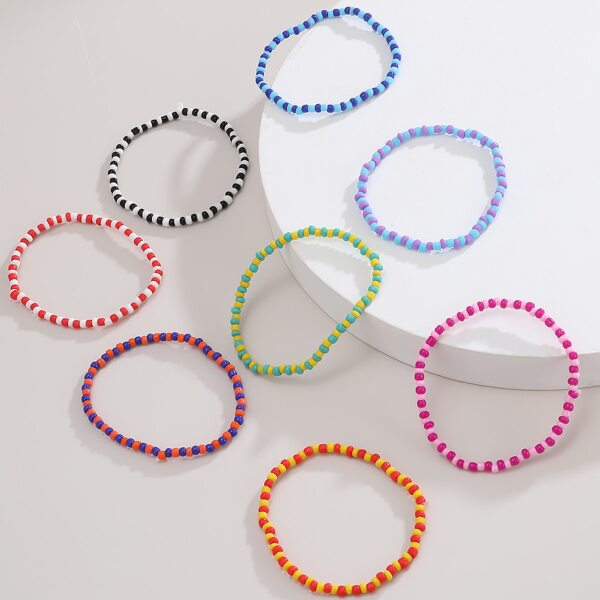 

8pcs Colorful Beaded Bracelet, Multicolor