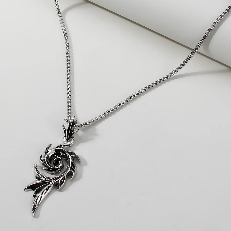 

Guys Flame Charm Necklace, Silver