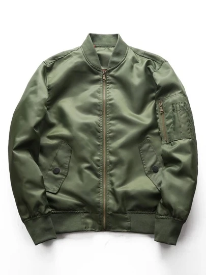 Men Zip Up Bomber Jacket
