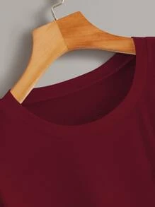 SHEIN LUNE Áo thun Túi màu trơn Màu Tím Giải trí - Màu Tím - Xem 4