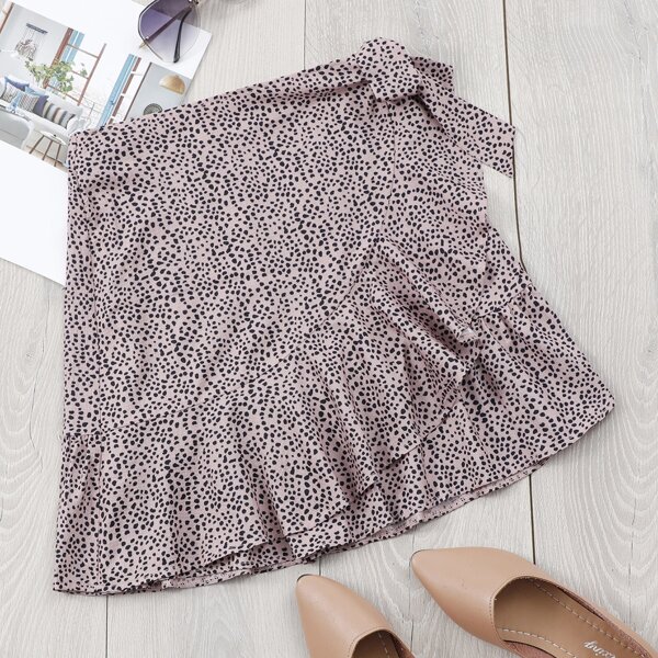 

Allover Floral Ruffle Hem Wrap Skirt, Multicolor