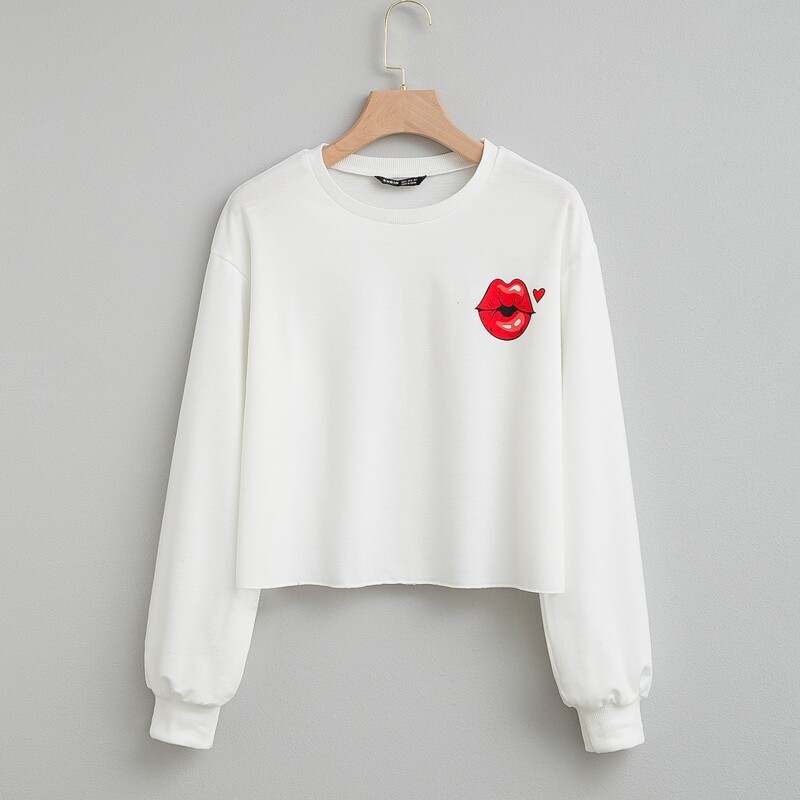 

Mouth & Heart Print Sweatshirt, White