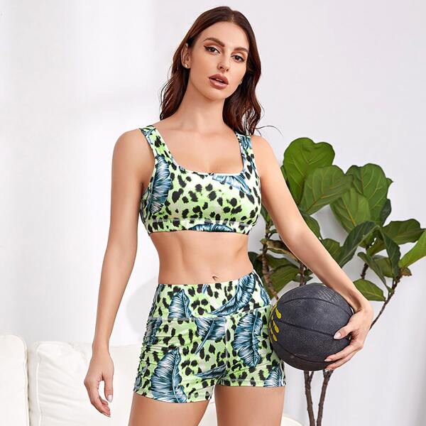 

Tropical Print Sports Bra, Multicolor