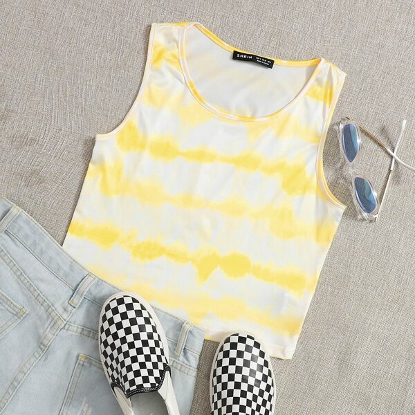 

Tie Dye Tank Crop Top, Yellow