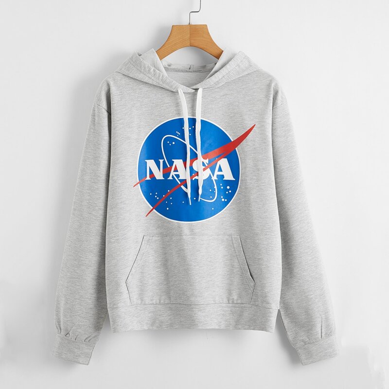 

Letter Graphic Hooded Sweatshirt, Light grey