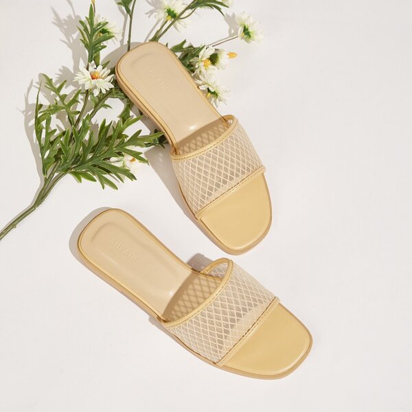 

Open Toe Mesh Slide Sandals, Yellow