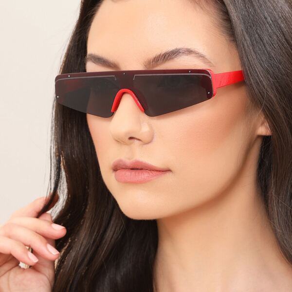 

Thin Frame Sporty Style Sunglasses, Red