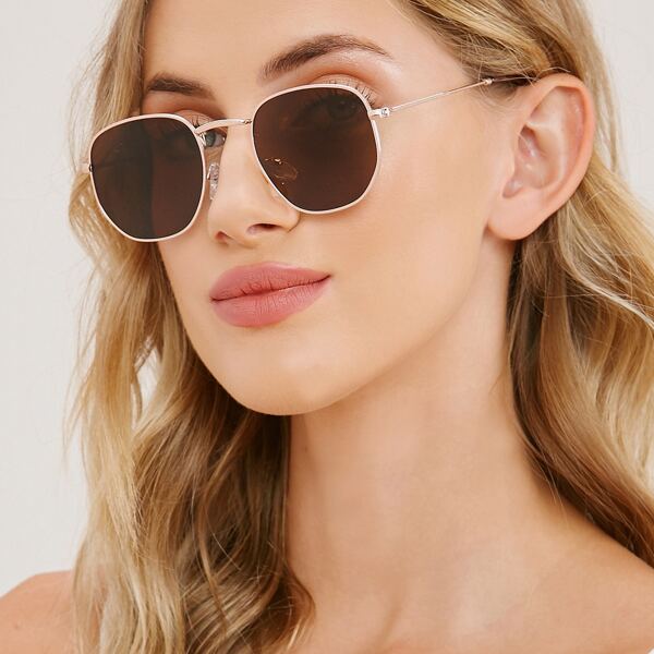 

Thin Metal Frame Classic Sunglasses, Rust brown