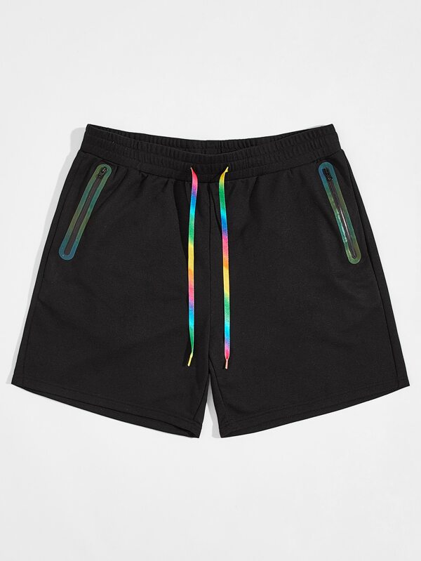 SHEIN Men Colorful Drawstring Waist Zipper Pocket Track Shorts SHEIN USA