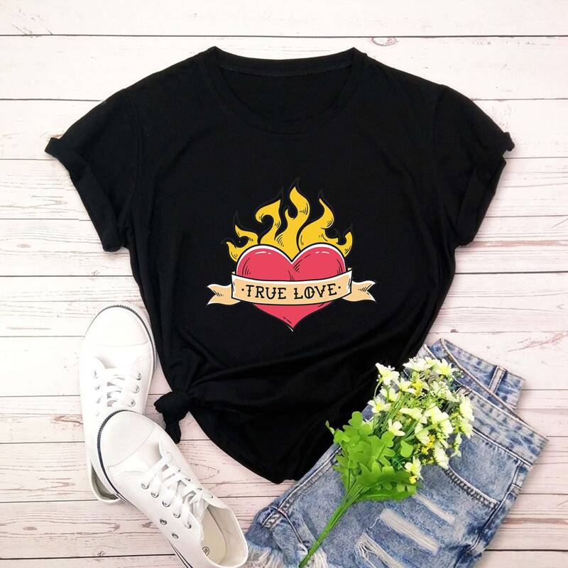 

Fire Heart Graphic Tee, Black