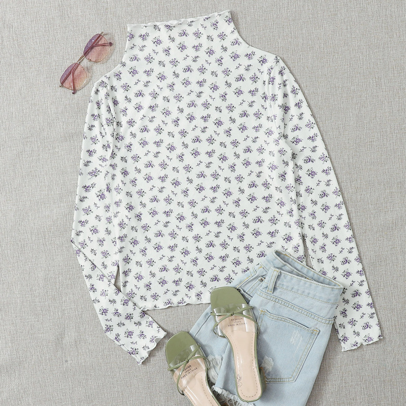 

Ditsy Floral Mock Neck Tee, Multicolor