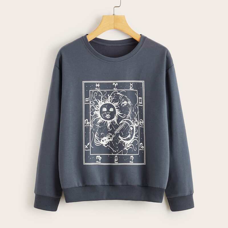

Sun & Moon Graphic Sweatshirt, Grey
