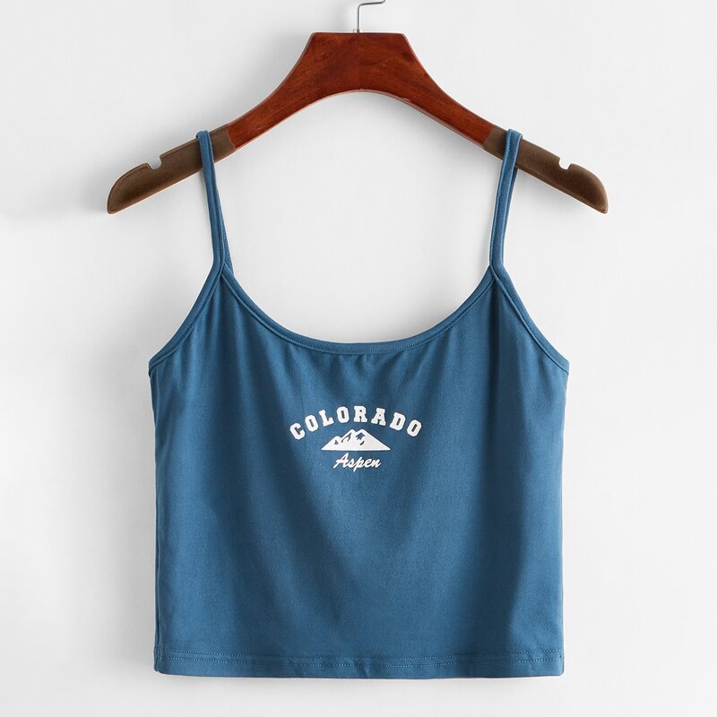 

Letter Graphic Cami, Dusty blue