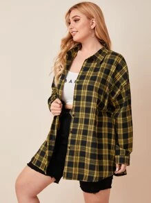 Calvaya Plus Tartan Button Up Blouse - Multicolor - View 1