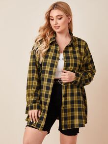 Calvaya Plus Tartan Button Up Blouse - Multicolor - View 3
