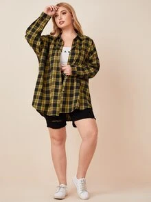 Calvaya Plus Tartan Button Up Blouse - Multicolor - View 4