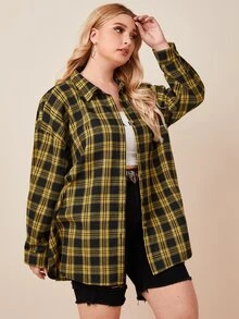 Calvaya Plus Tartan Button Up Blouse - Multicolor - View 5
