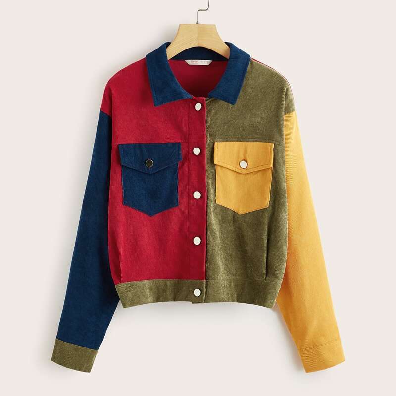 

Colorblock Corduroy Jacket, Multicolor