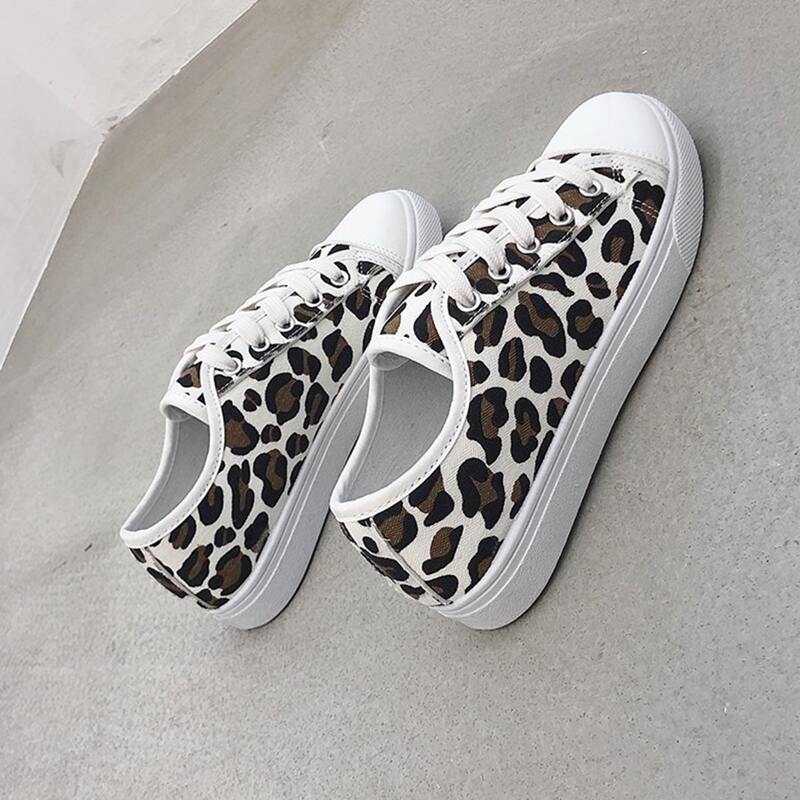 

Leopard Lace-up Canvas Sneakers, Multicolor
