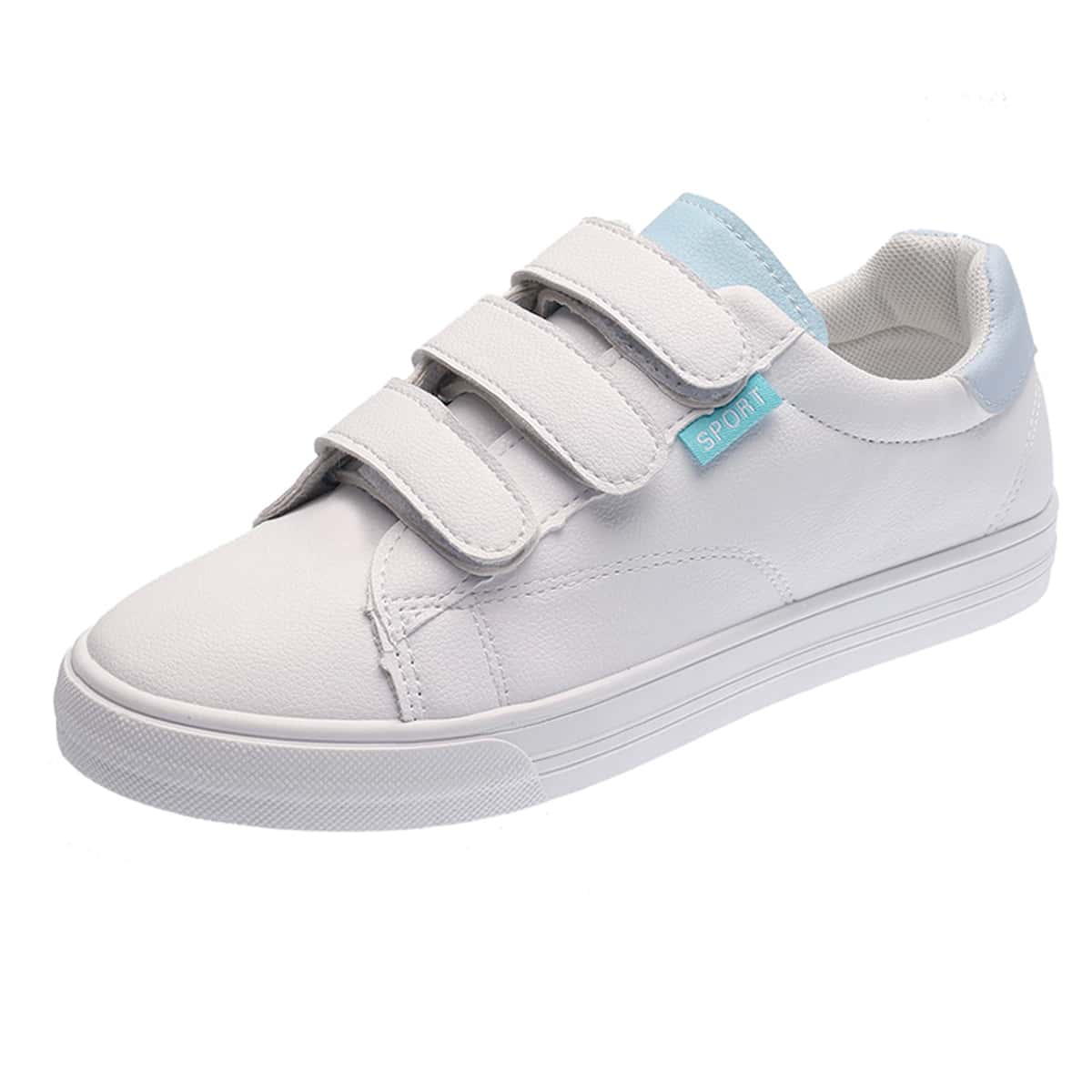 

Solid Velcro Skate Sneakers, White