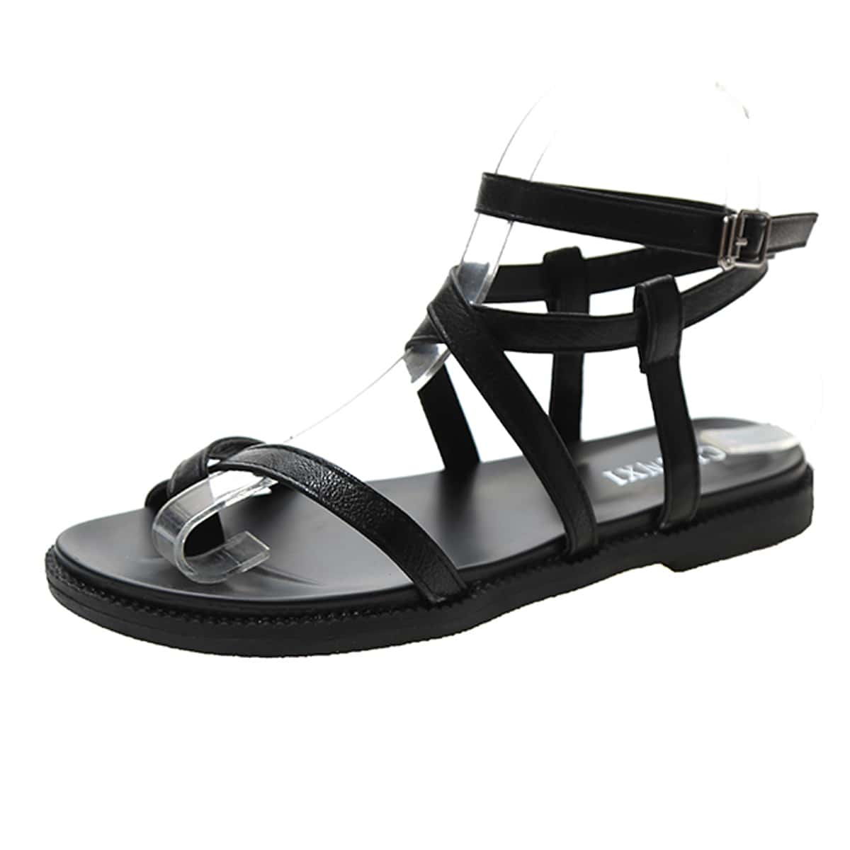 

Toe Post Strappy Sandals, Black