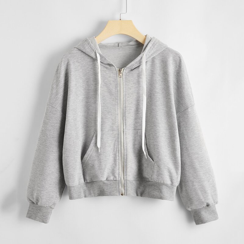 

Kangaroo Pocket Zip Hoodie, Light grey
