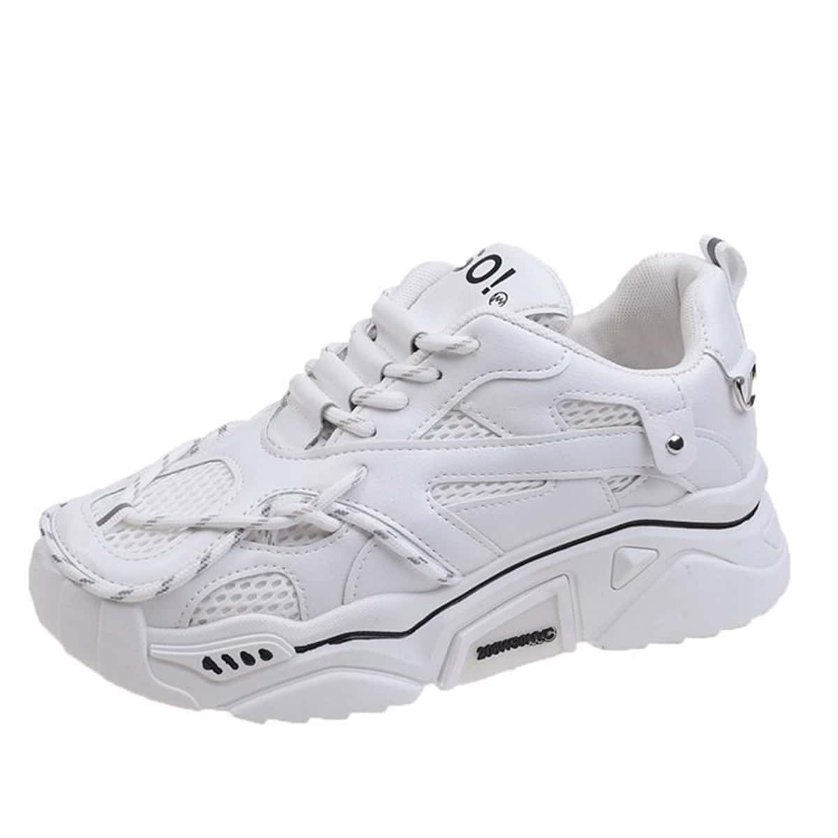 

Lace-up Front Chunky Sneakers, White