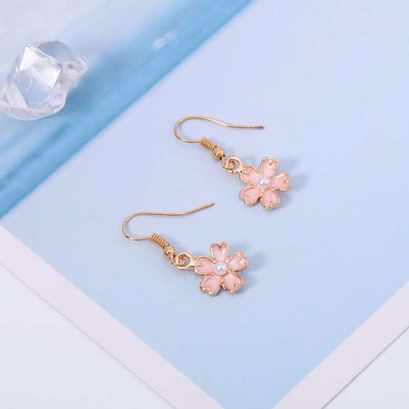 

Floral Drop Earrings, Pink