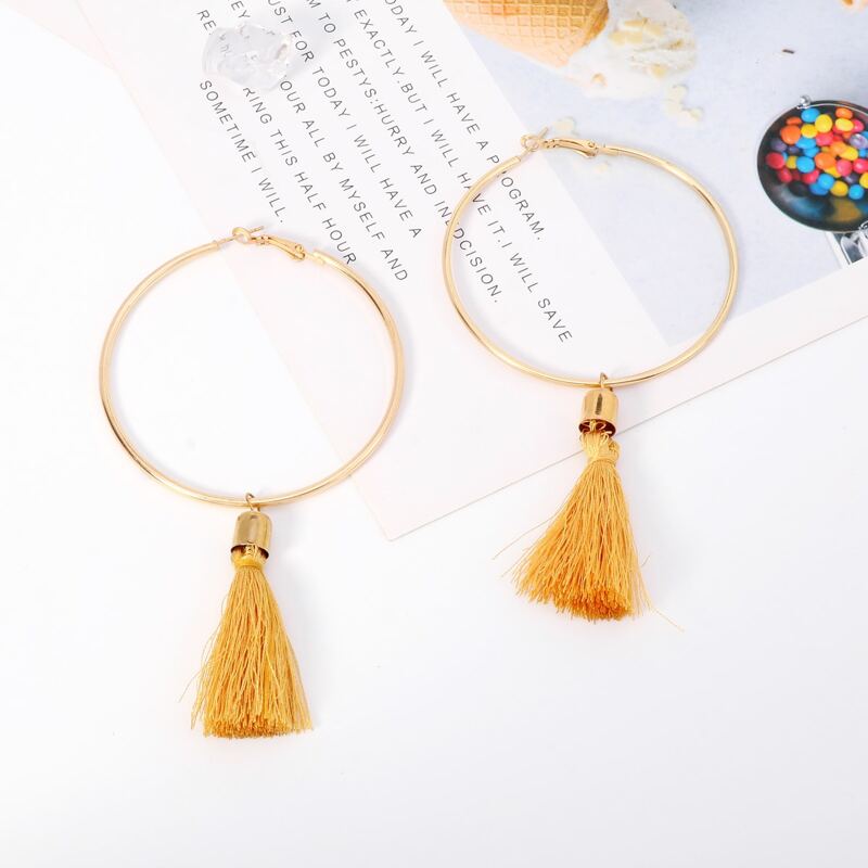 

Tassel Hoop Earrings, Gold