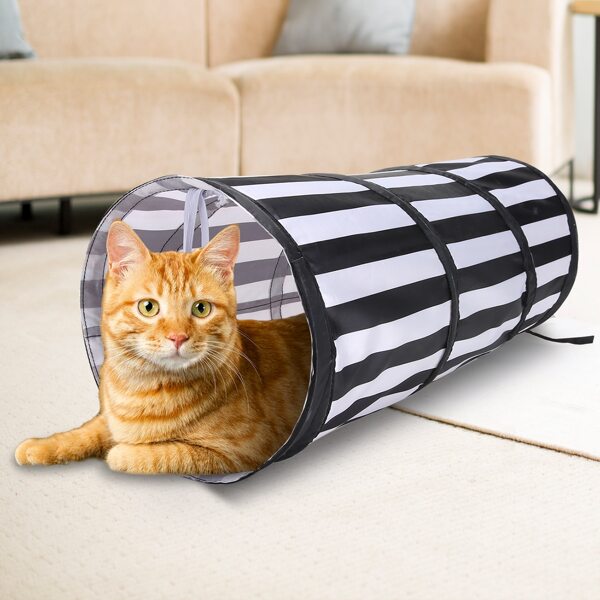 

1pc Foldable Cat Tunnel, Black and white