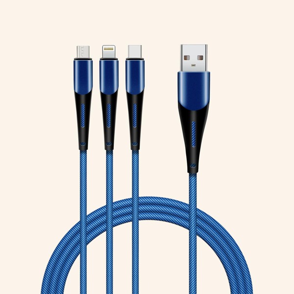 

3 In 1 Phone Data Cable, Blue